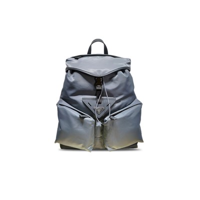 PRADA IRON GRAY RE-NYLON AND LEATHER BACKPACK 2VZ108 (45*38*18cm) 